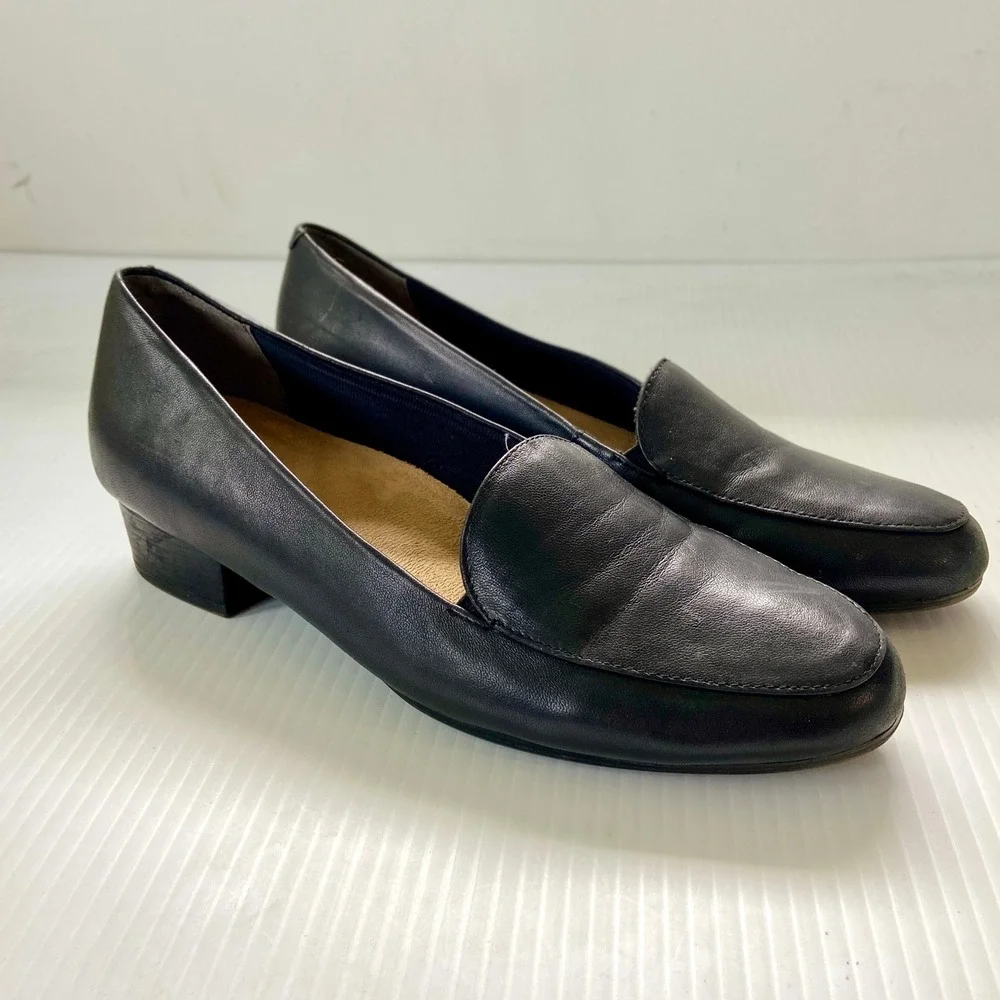 Trotters Monarch Black Leather Loafers‎ Womens 9.5 Wide